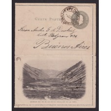 ARGENTINA ENTERO POSTAL GJ CAP-27-X TARJETA POSTAL CON ILUSTRACION USADA U$ 50